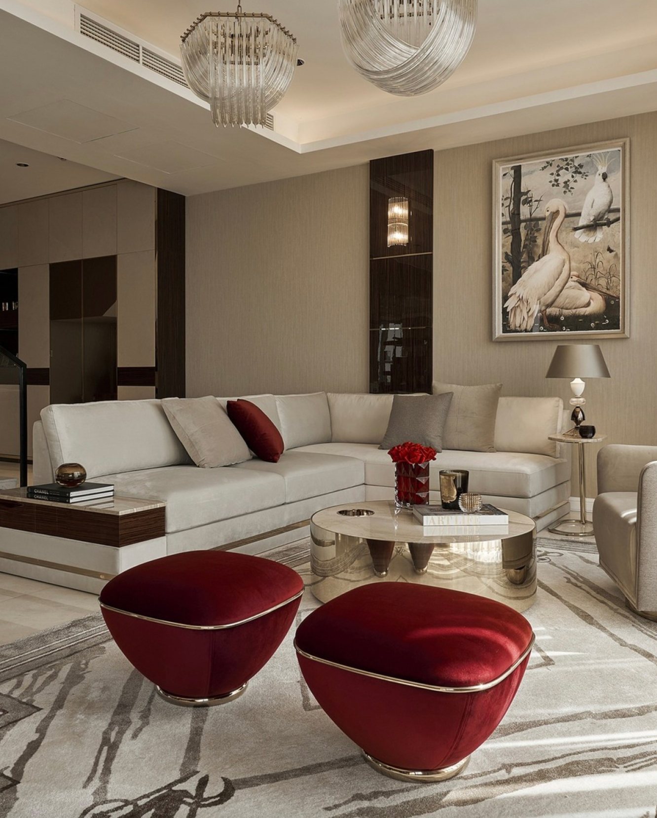 Thảm len tinh tế giữa phòng khách